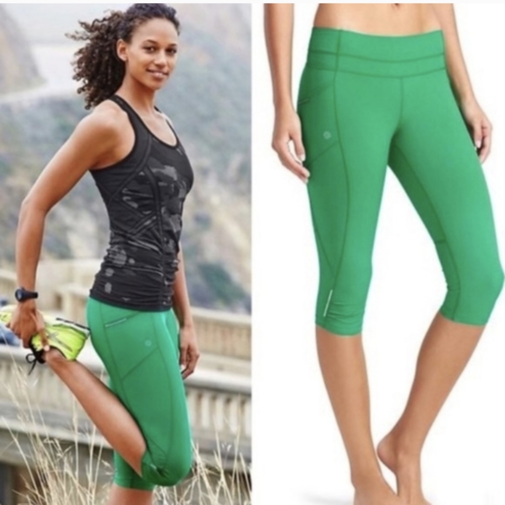 Athleta Capri Dobby Be Free Pants Kelly Green